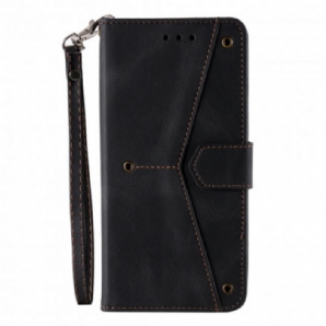 Flip Case Für Xiaomi Mi 10T Lite / Redmi Note 9 Pro 5G Zweifarbige Nieten Aus Kunstleder