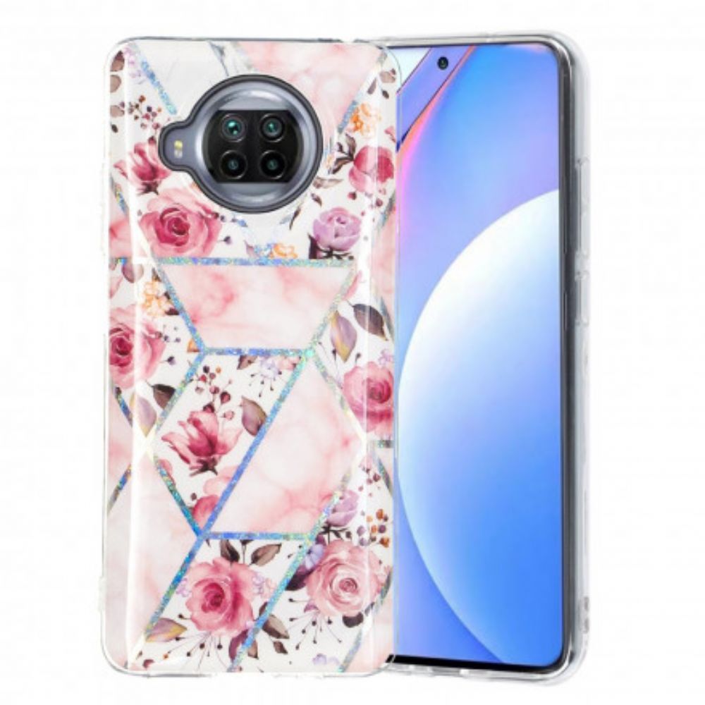 Handyhülle Für Xiaomi Mi 10T Lite / Redmi Note 9 Pro 5G Marmorierte Blumen