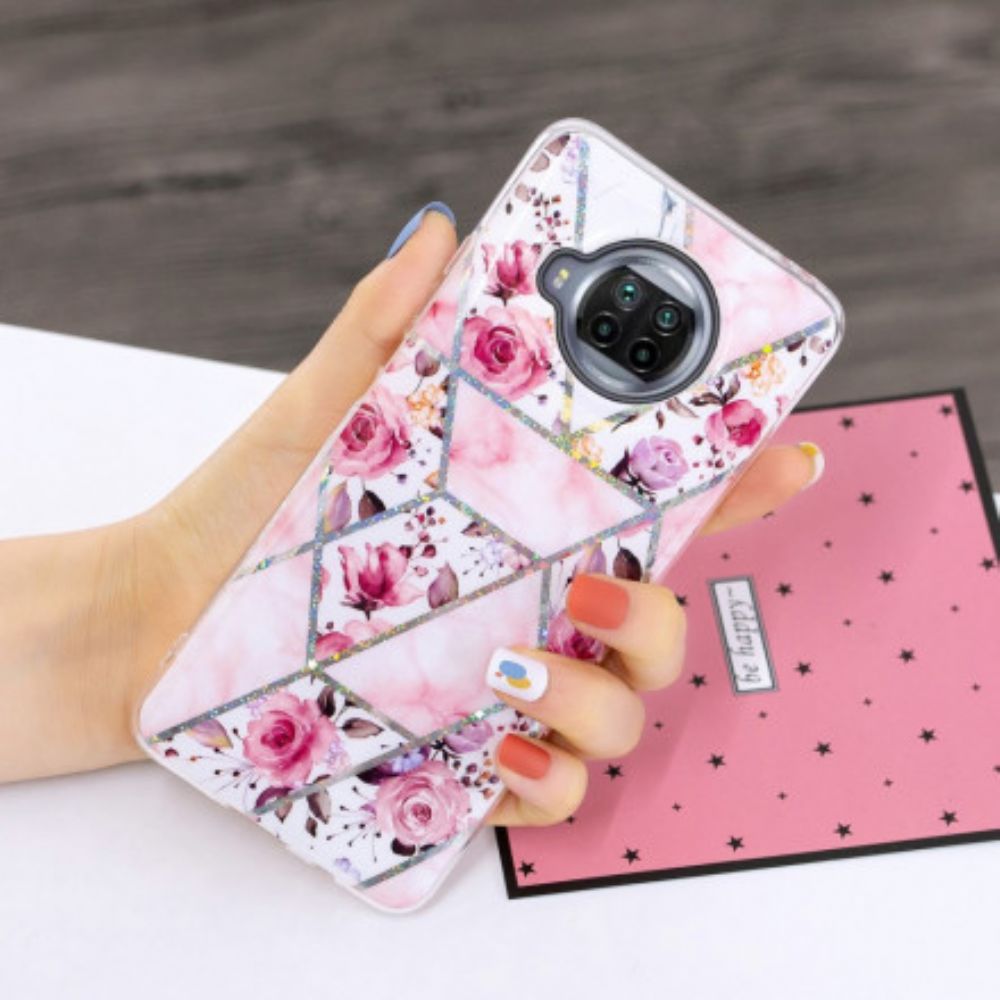 Handyhülle Für Xiaomi Mi 10T Lite / Redmi Note 9 Pro 5G Marmorierte Blumen