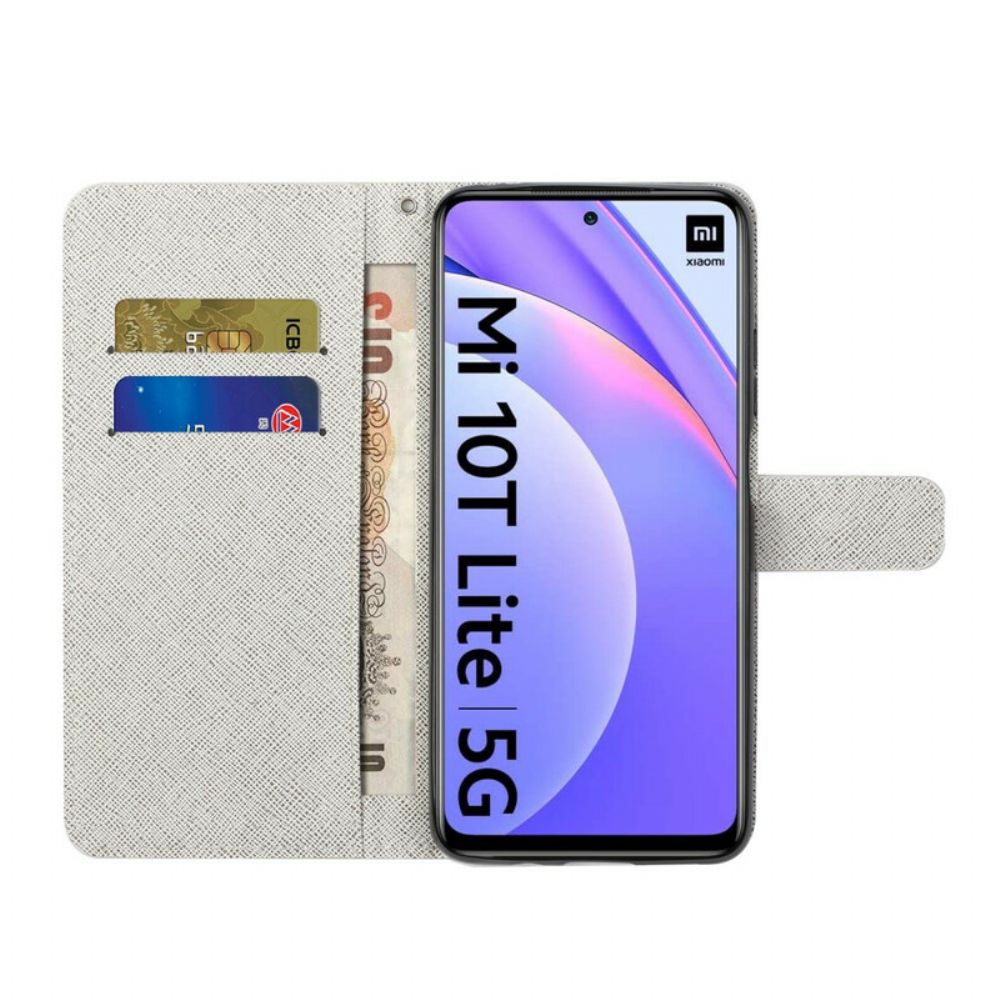 Lederhüllen Für Xiaomi Mi 10T Lite / Redmi Note 9 Pro 5G Mit Kordel Funky Cats Mit Riemen