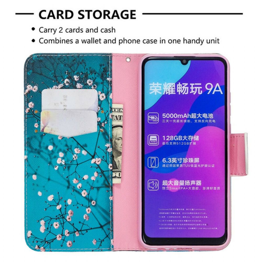 Flip Case Für Honor 9A Blühender Baum