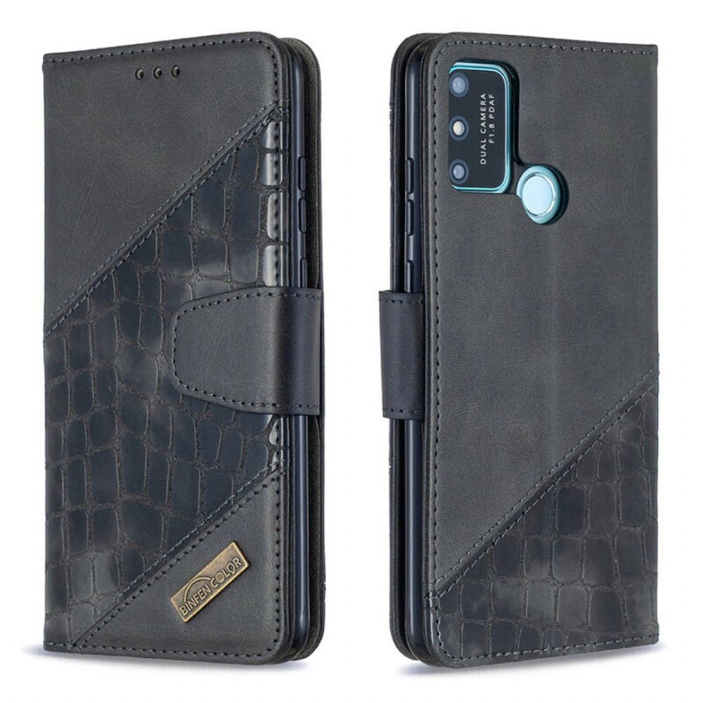 Lederhüllen Für Honor 9A Klassischer Krokodilleder-effekt
