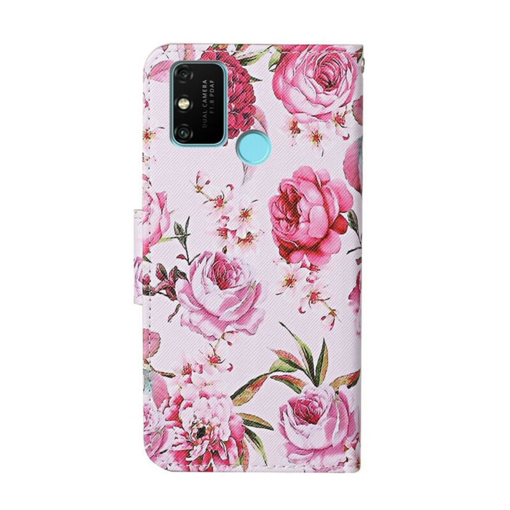 Lederhüllen Für Honor 9A Retro Freiheitsblumen