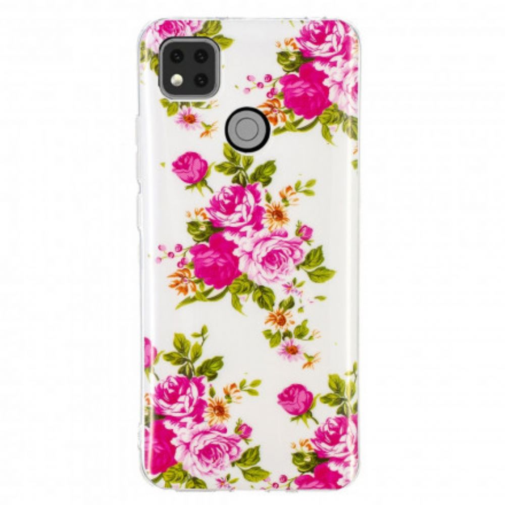Handyhülle Für Xiaomi Redmi 9C Fluoreszierende Freiheitsblumen