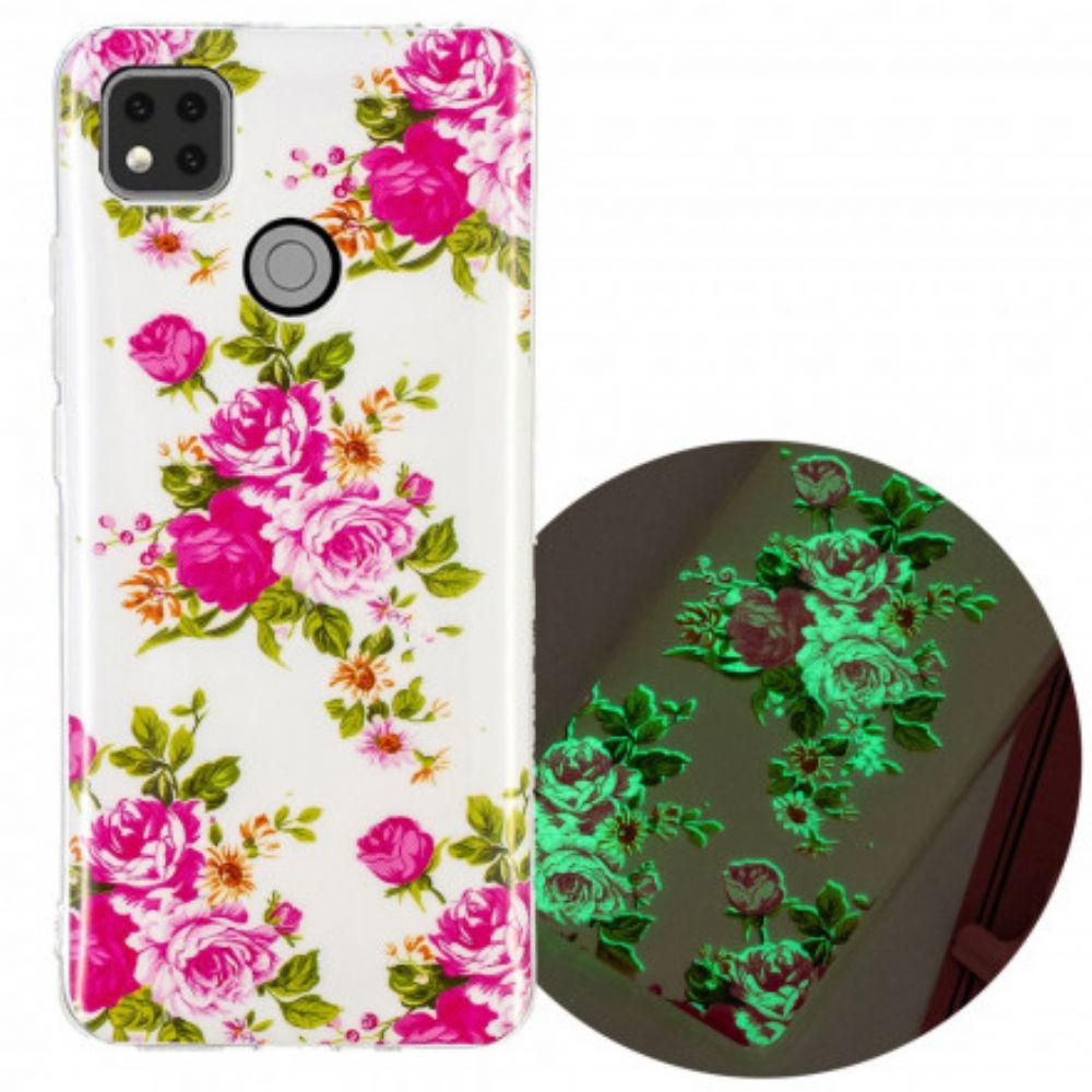 Handyhülle Für Xiaomi Redmi 9C Fluoreszierende Freiheitsblumen