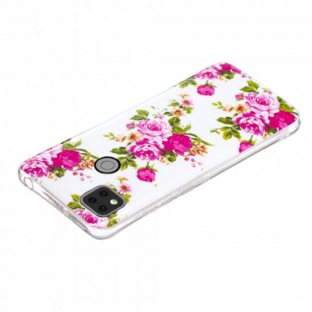 Handyhülle Für Xiaomi Redmi 9C Fluoreszierende Freiheitsblumen
