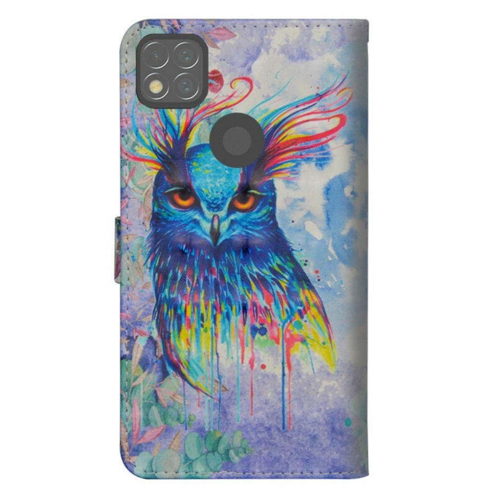 Lederhüllen Für Xiaomi Redmi 9C Aquarell Vogel