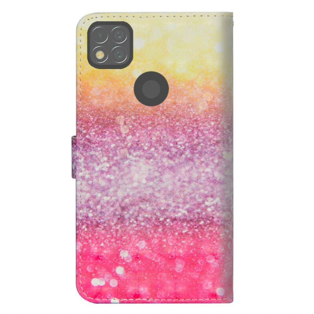 Lederhüllen Für Xiaomi Redmi 9C Magentafarbener Glitzerverlauf