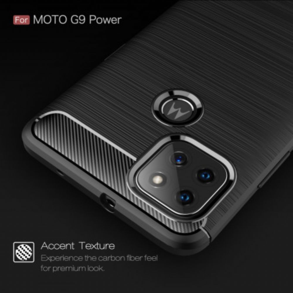 Hülle Für Moto G9 Power Gebürstete Kohlefaser