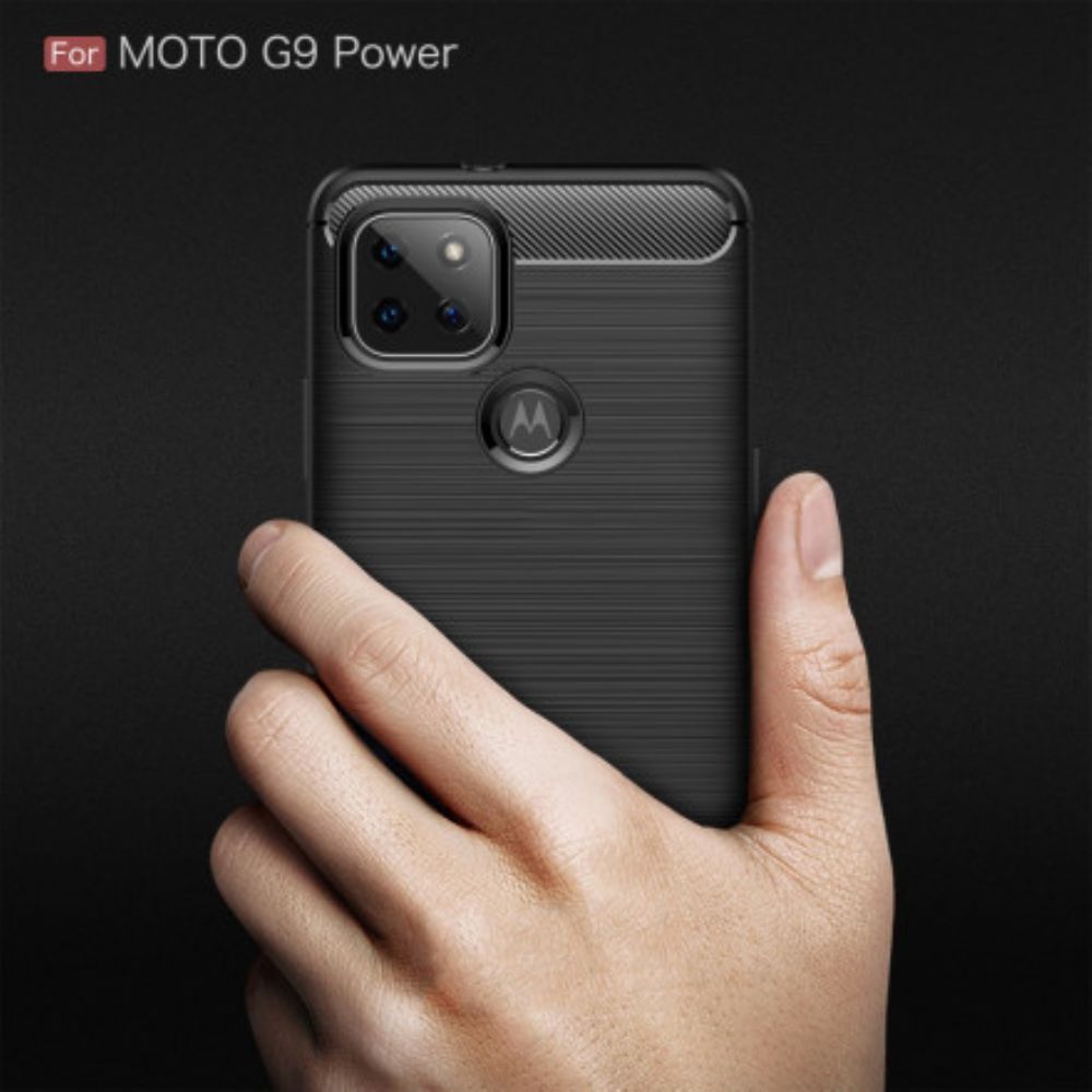 Hülle Für Moto G9 Power Gebürstete Kohlefaser
