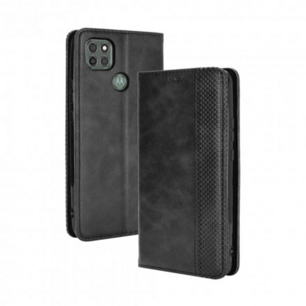 Schutzhülle Für Moto G9 Power Flip Case Stilisierter Vintage-ledereffekt