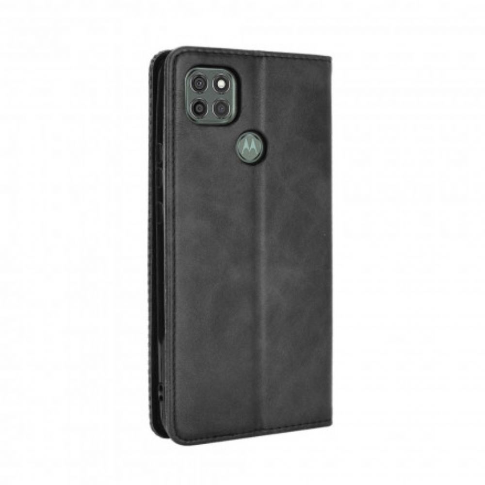 Schutzhülle Für Moto G9 Power Flip Case Stilisierter Vintage-ledereffekt