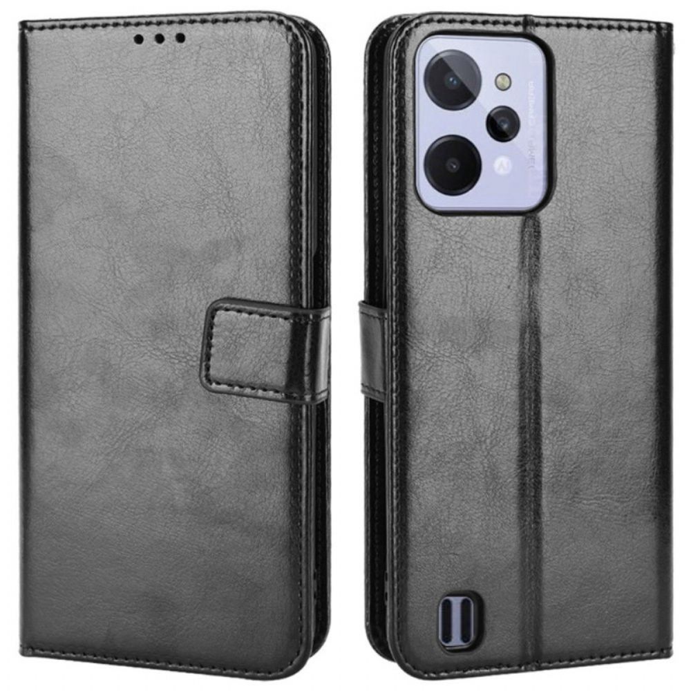 Flip Case Für Realme C31 Glänzender Ledereffekt