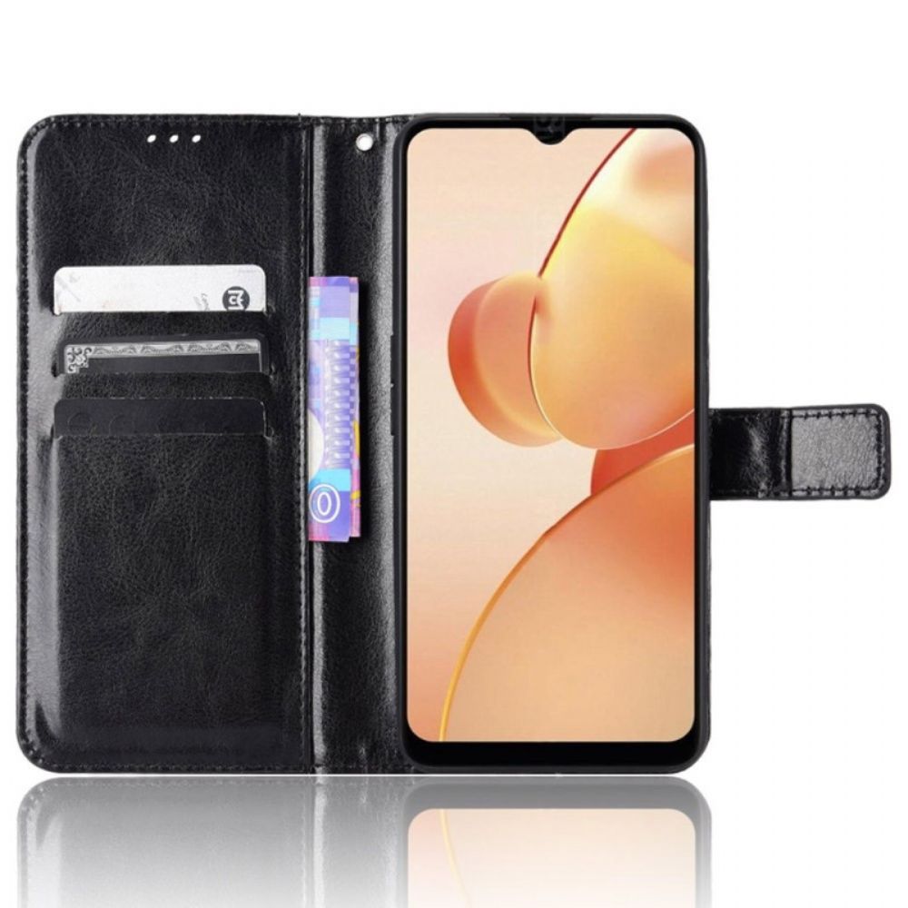 Flip Case Für Realme C31 Glänzender Ledereffekt