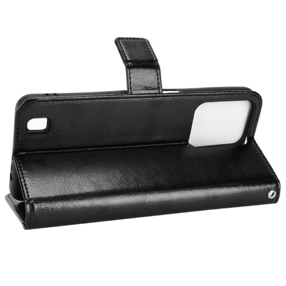 Flip Case Für Realme C31 Glänzender Ledereffekt