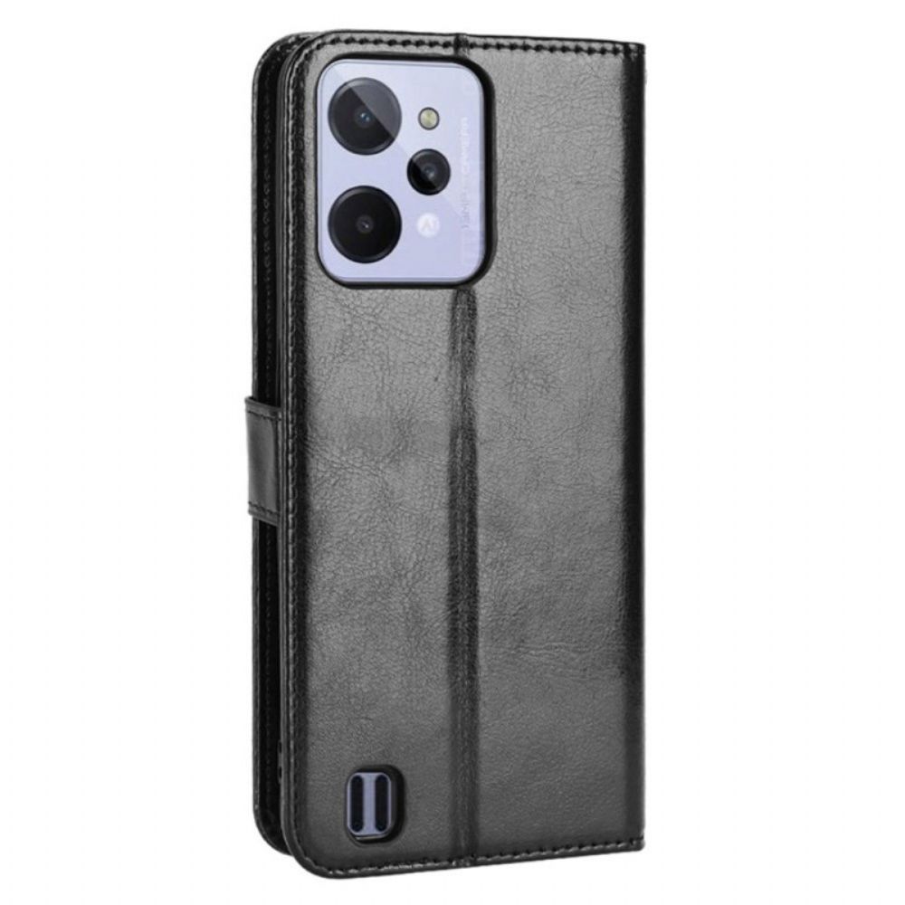 Flip Case Für Realme C31 Glänzender Ledereffekt