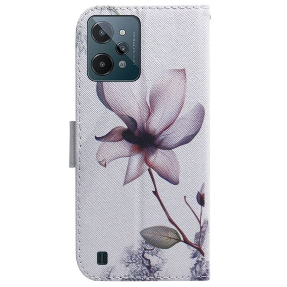 Lederhüllen Für Realme C31 Rosa Blume