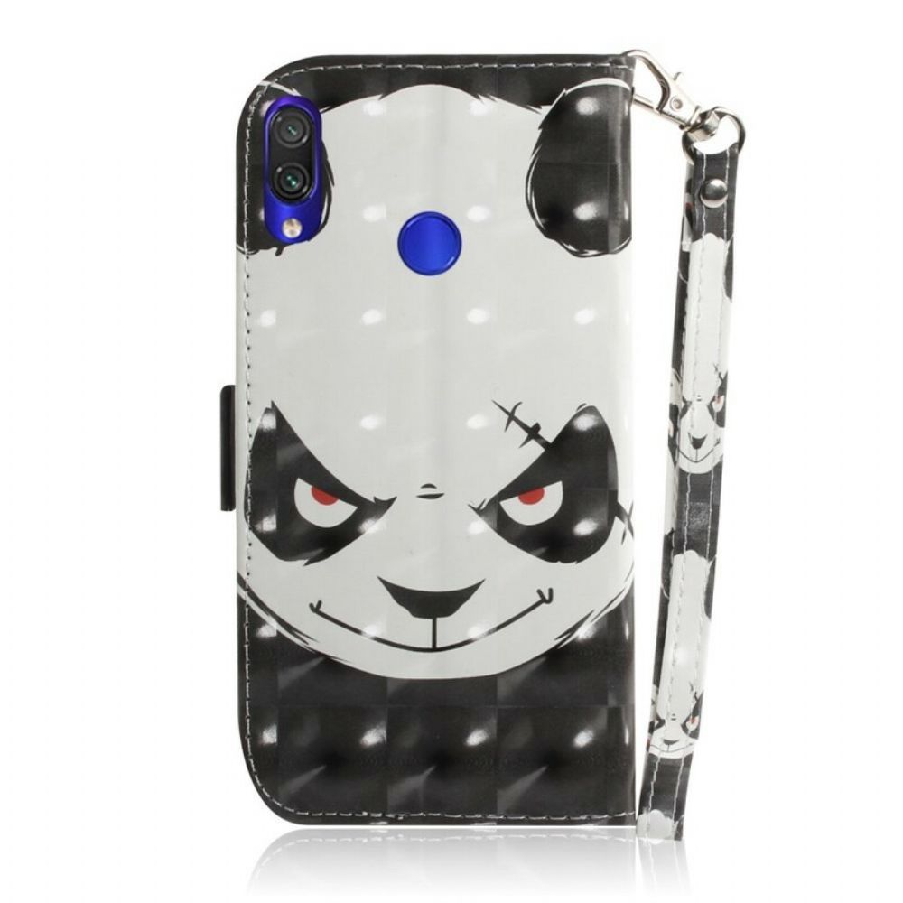 Flip Case Für Xiaomi Redmi Note 7 Mit Kordel Wütender Panda Mit Riemen