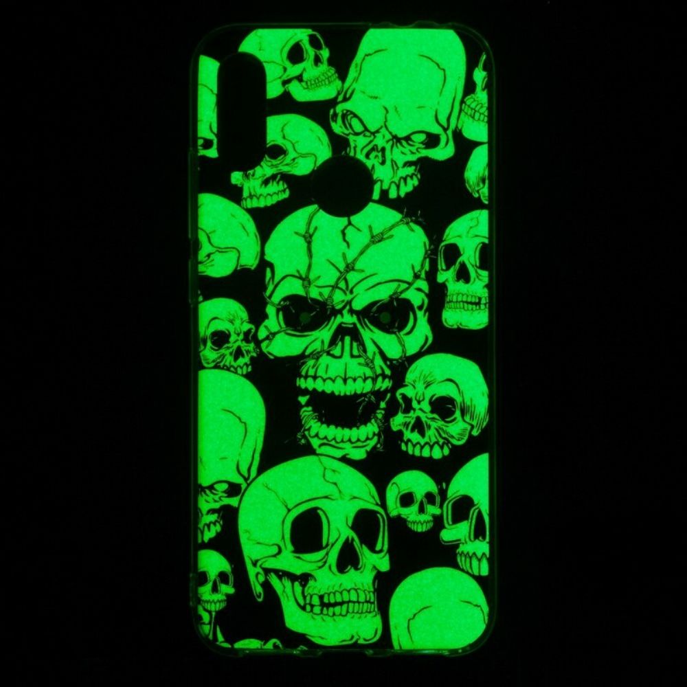 Hülle Für Xiaomi Redmi Note 7 Vorsicht Vor Fluoreszierenden Schädeln