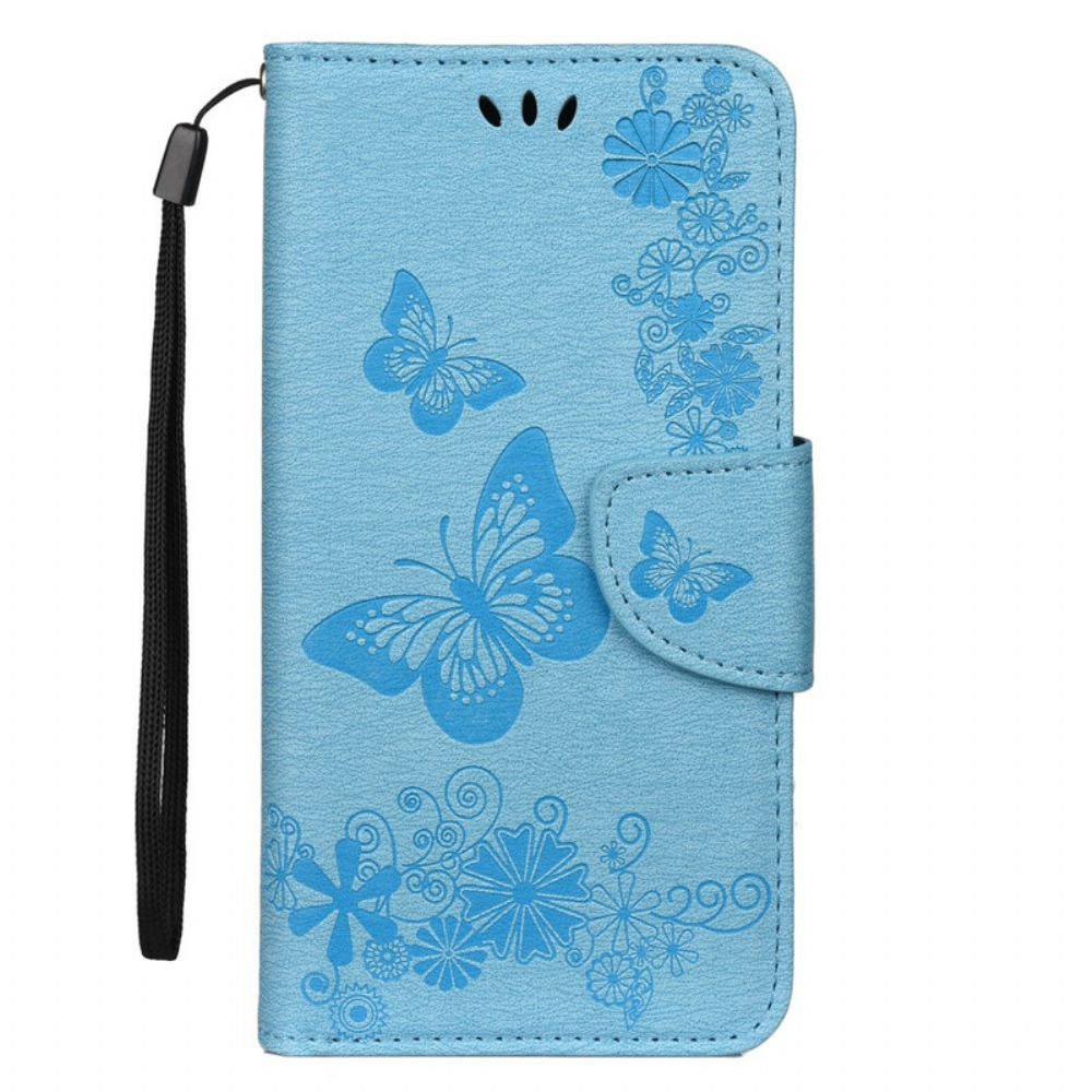 Flip Case Für iPhone 11 Pro Max Mit Kordel Discovery Schmetterlinge Mit Riemen