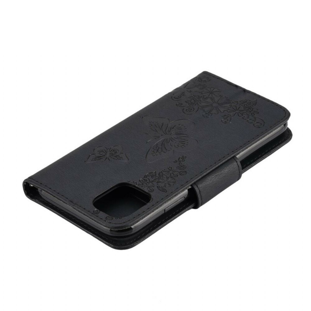 Flip Case Für iPhone 11 Pro Max Mit Kordel Discovery Schmetterlinge Mit Riemen