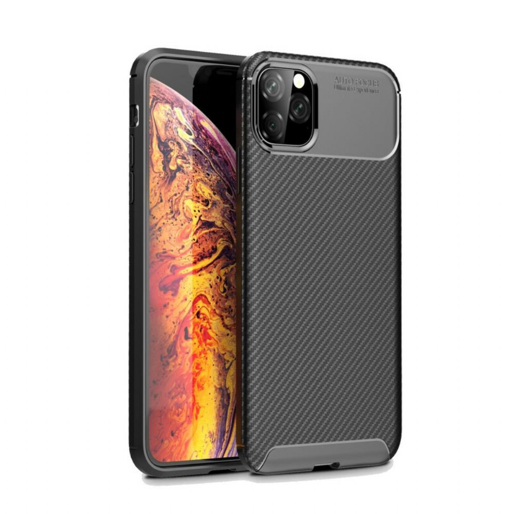 Hülle Für iPhone 11 Pro Max Flexible Kohlefaserstruktur