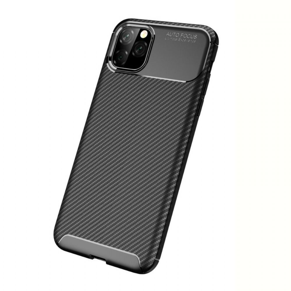 Hülle Für iPhone 11 Pro Max Flexible Kohlefaserstruktur
