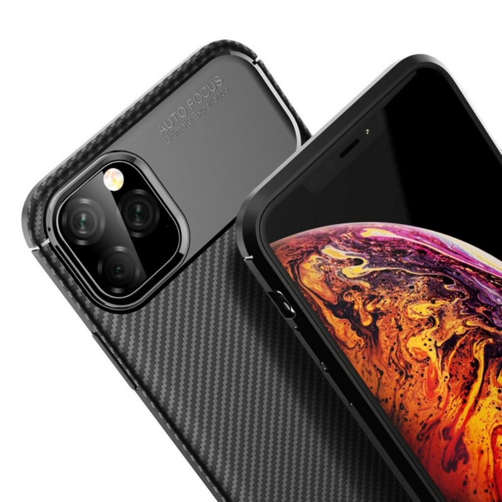 Hülle Für iPhone 11 Pro Max Flexible Kohlefaserstruktur