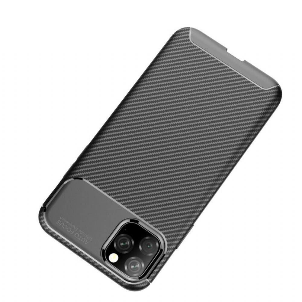 Hülle Für iPhone 11 Pro Max Flexible Kohlefaserstruktur
