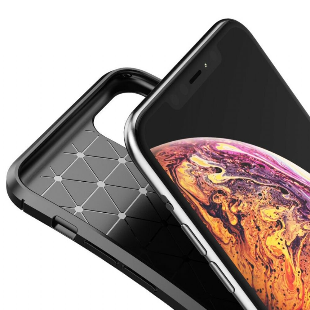 Hülle Für iPhone 11 Pro Max Flexible Kohlefaserstruktur
