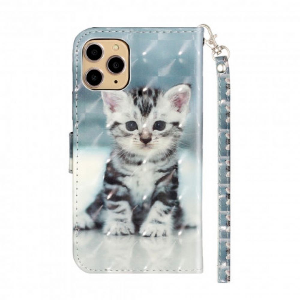 Lederhüllen Für iPhone 11 Pro Max Mit Kordel Chaton Lichtpunkte Mit Riemen