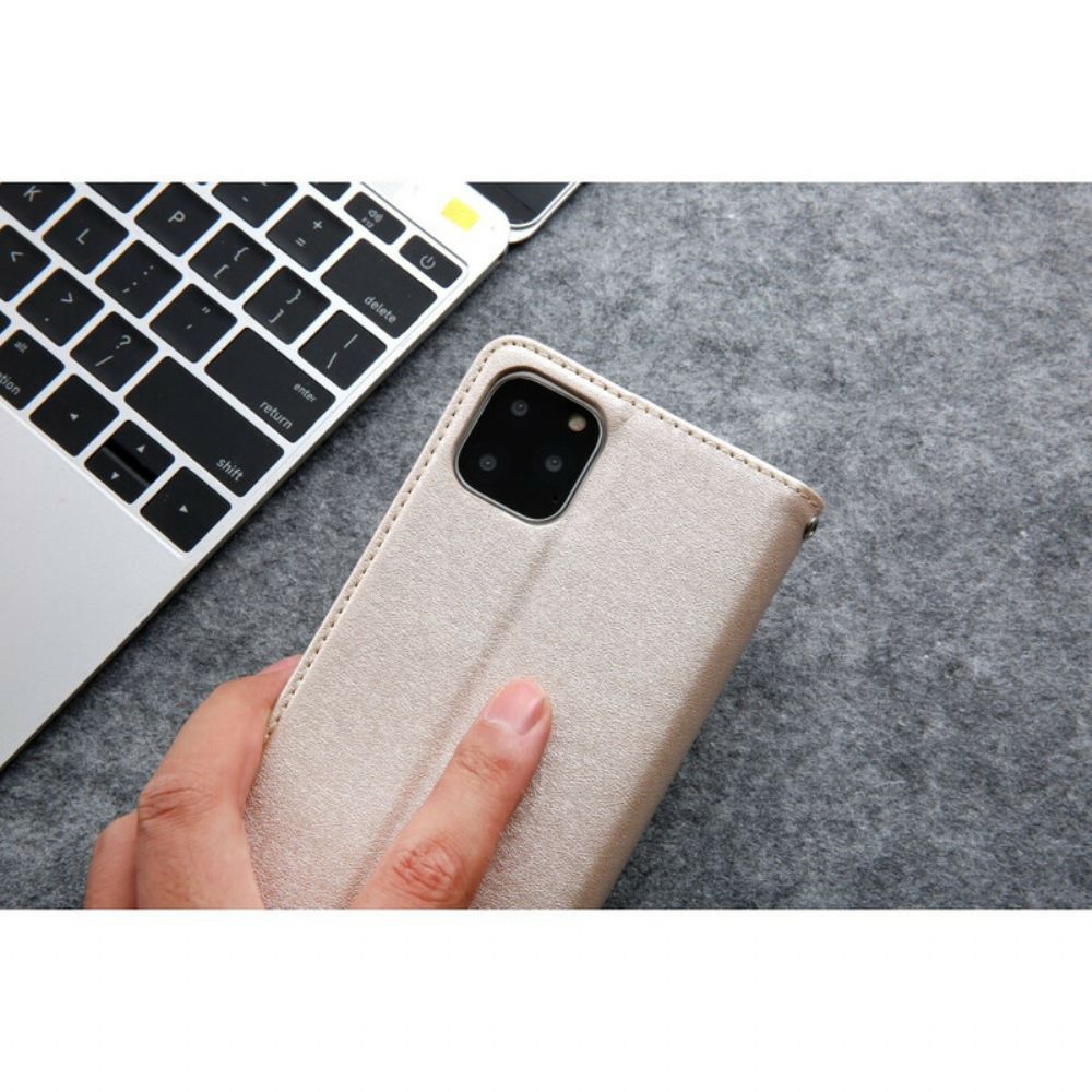 Schutzhülle Für iPhone 11 Pro Max Flip Case Ledereffekt Mit Seidenstruktur
