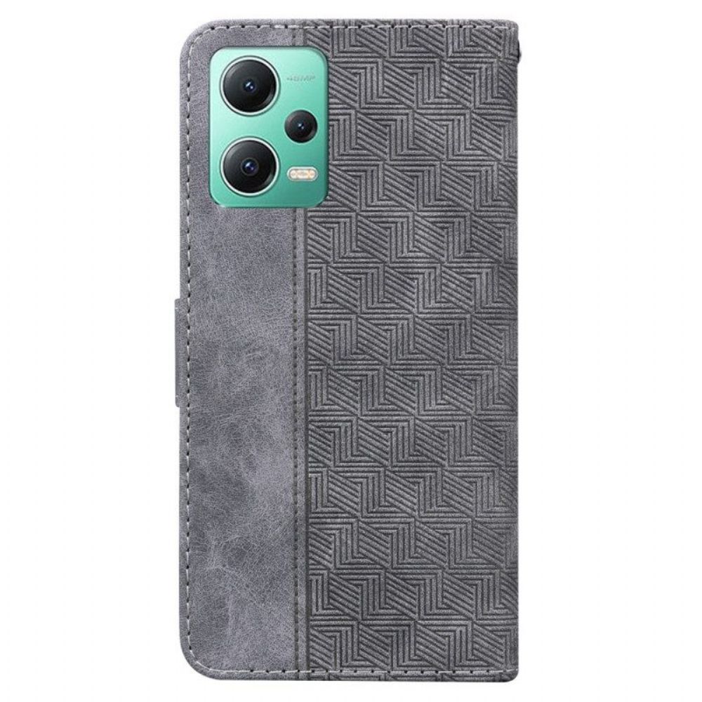 Lederhüllen Für Xiaomi Redmi Note 12 5G Mit Kordel Riemchenmuster