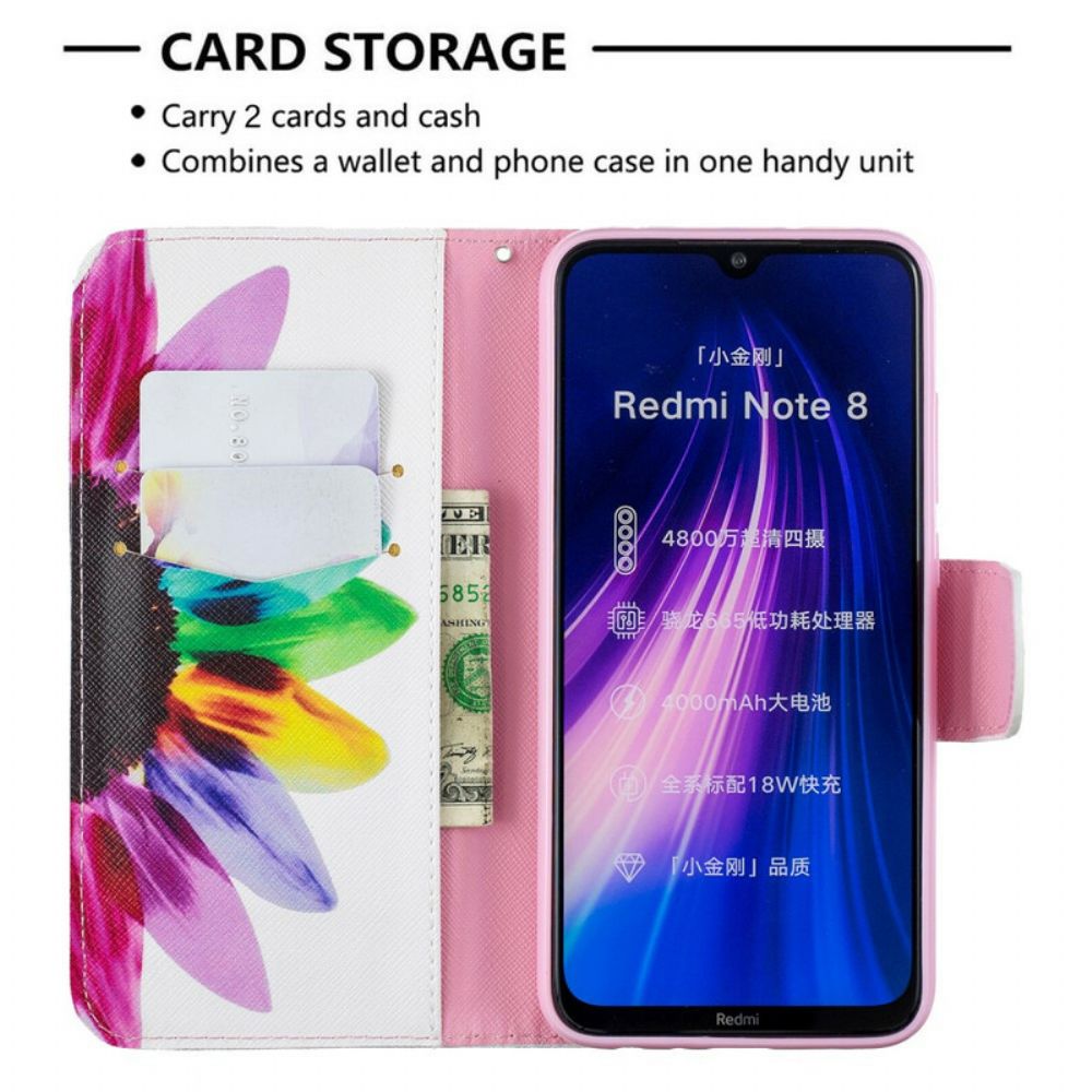 Flip Case Für Xiaomi Redmi Note 8 Aquarell Blume