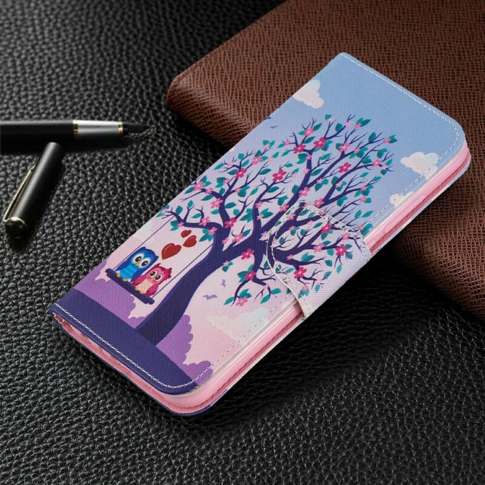 Flip Case Für Xiaomi Redmi Note 8 Eulen Auf Der Schaukel