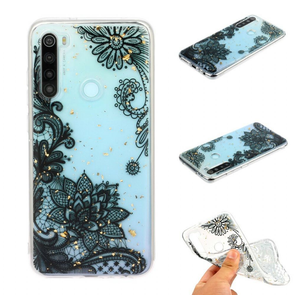 Handyhülle Für Xiaomi Redmi Note 8 Blumen Aus Spitze Und Pailletten