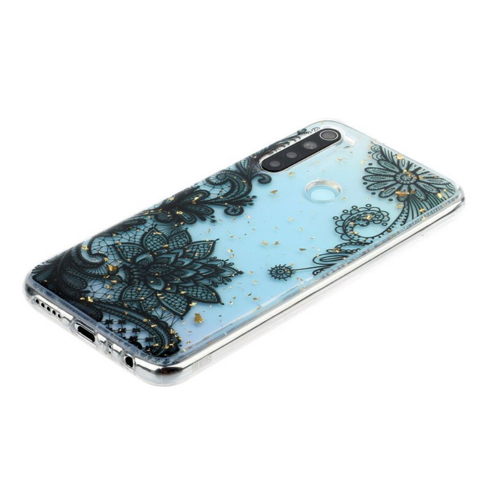 Handyhülle Für Xiaomi Redmi Note 8 Blumen Aus Spitze Und Pailletten