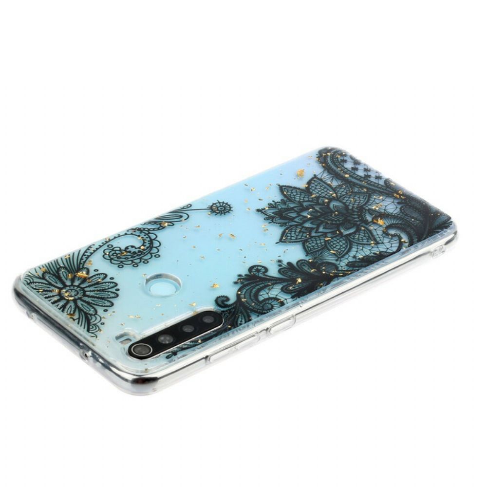 Handyhülle Für Xiaomi Redmi Note 8 Blumen Aus Spitze Und Pailletten