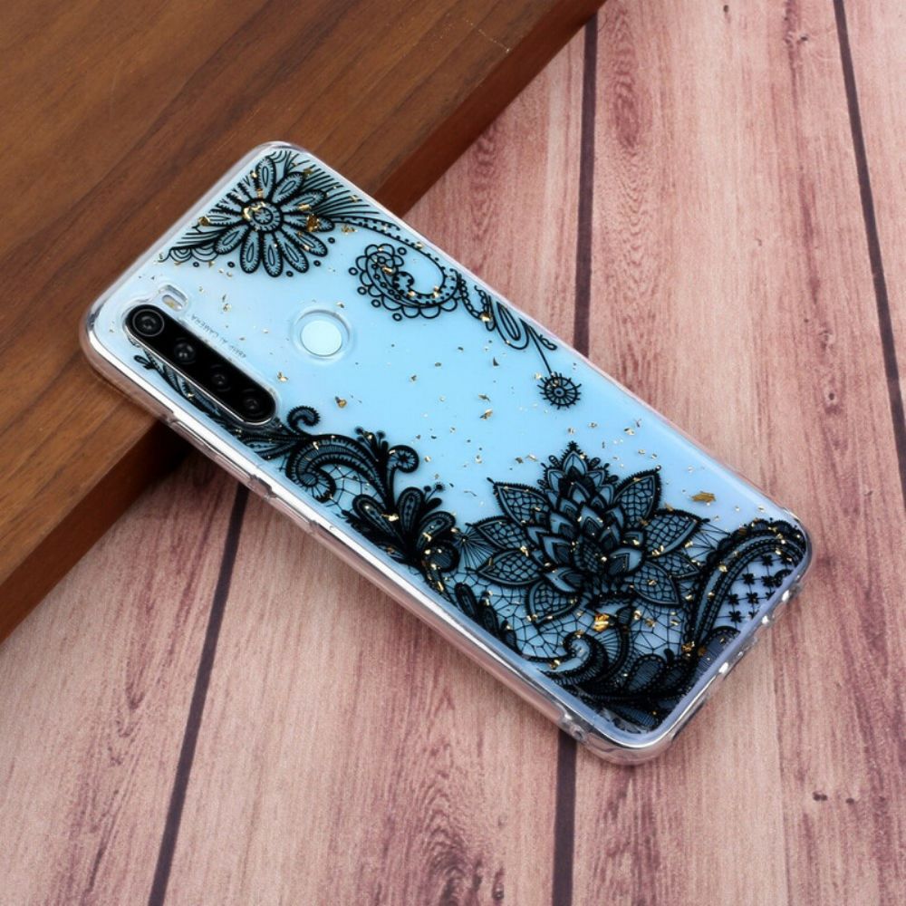 Handyhülle Für Xiaomi Redmi Note 8 Blumen Aus Spitze Und Pailletten