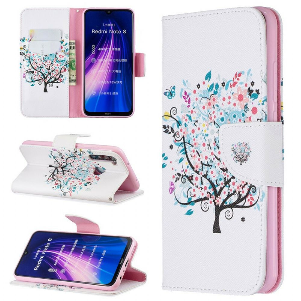 Lederhüllen Für Xiaomi Redmi Note 8 Blumiger Baum
