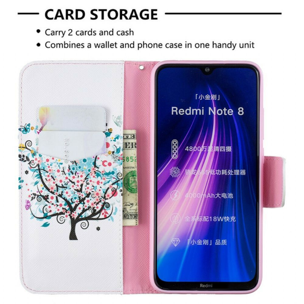 Lederhüllen Für Xiaomi Redmi Note 8 Blumiger Baum