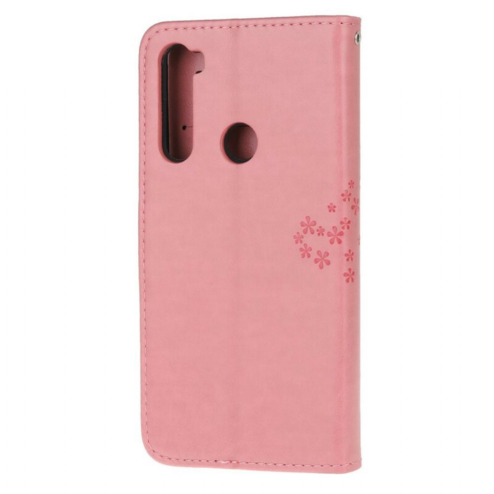 Lederhüllen Für Xiaomi Redmi Note 8 Mit Kordel Baum Und Riemcheneulen