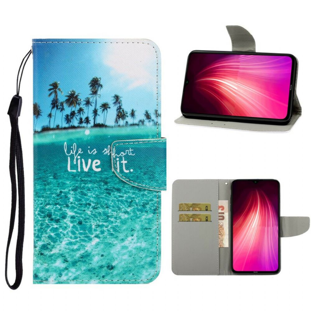 Lederhüllen Für Xiaomi Redmi Note 8 Mit Kordel Lebe Es Riemchen