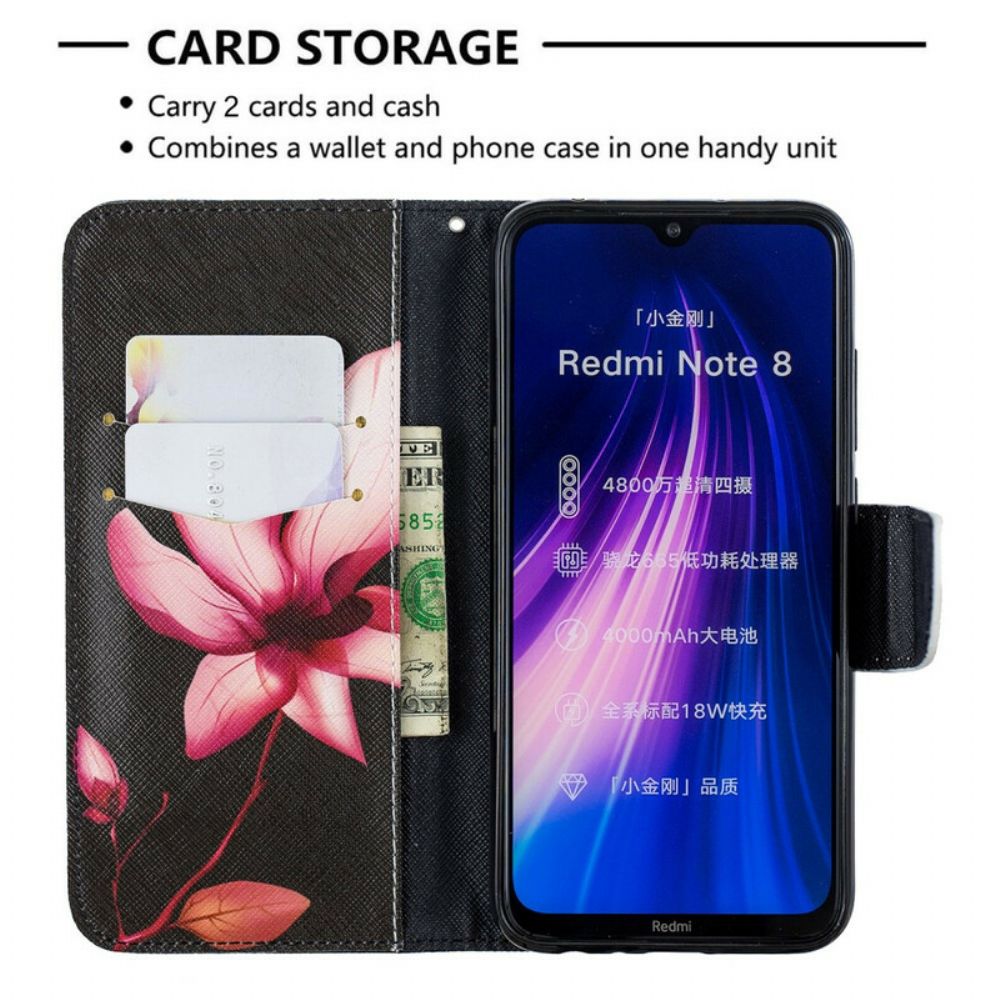 Lederhüllen Für Xiaomi Redmi Note 8 Rosa Blume