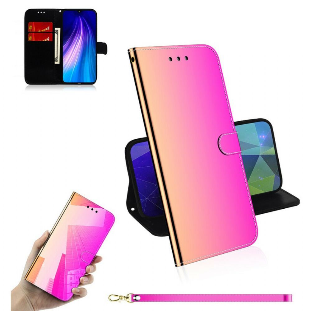 Lederhüllen Für Xiaomi Redmi Note 8 Spiegelabdeckung Aus Kunstleder