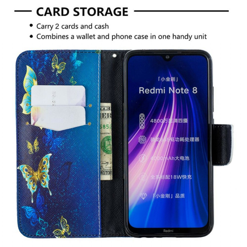 Lederhüllen Für Xiaomi Redmi Note 8 Unglaubliche Schmetterlinge