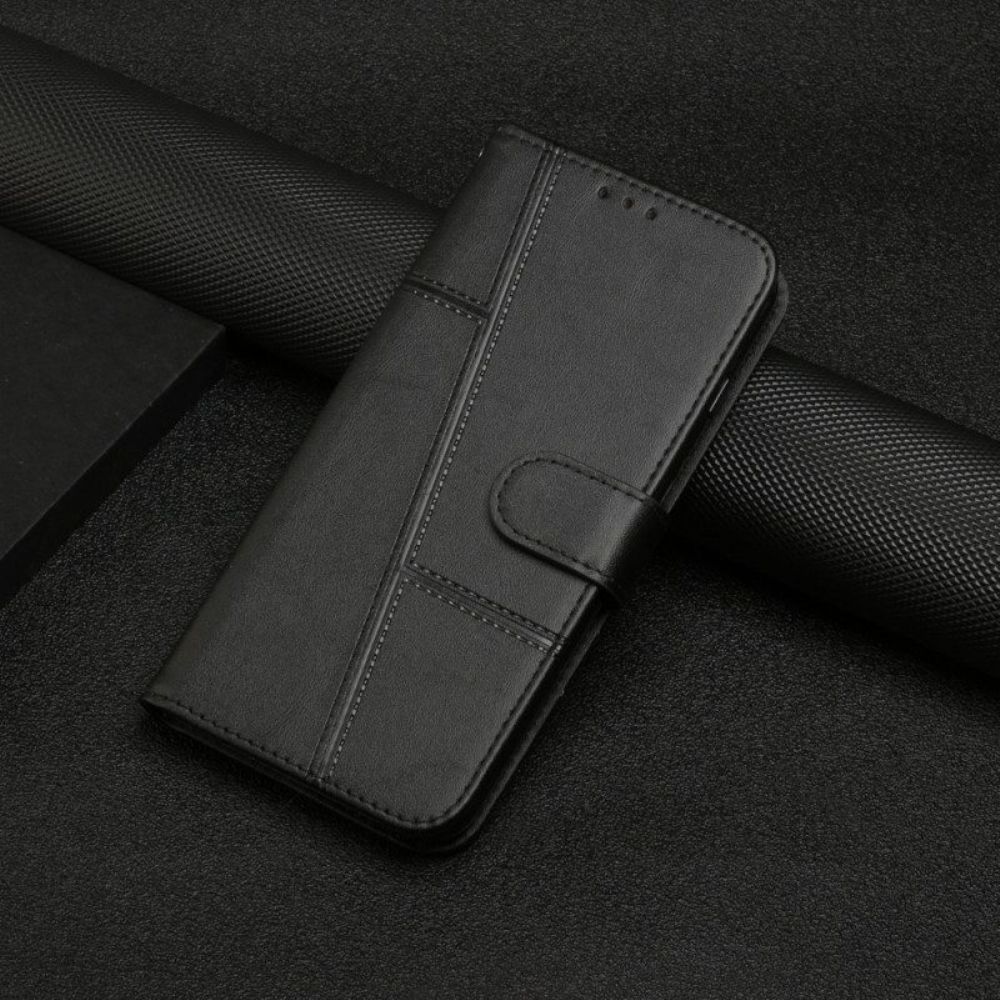 Lederhüllen Für Moto G73 5G Mit Kordel Riemenlinien In Lederoptik