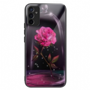 Handyhülle Für Samsung Galaxy M13 Funkelndes Rosa Gehärtetes Glas