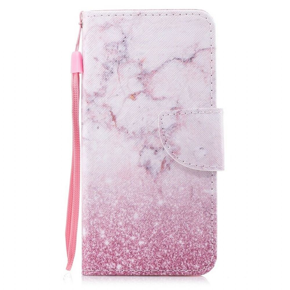 Flip Case Für Huawei P Smart Mit Kordel Marmorband