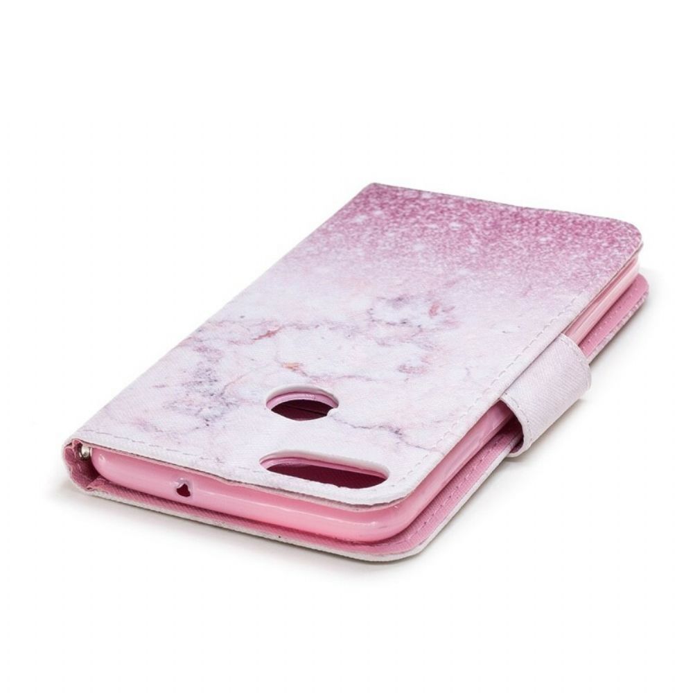 Flip Case Für Huawei P Smart Mit Kordel Marmorband
